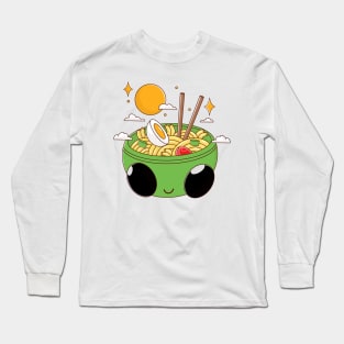 Cute Alien Ramen Bowl Long Sleeve T-Shirt